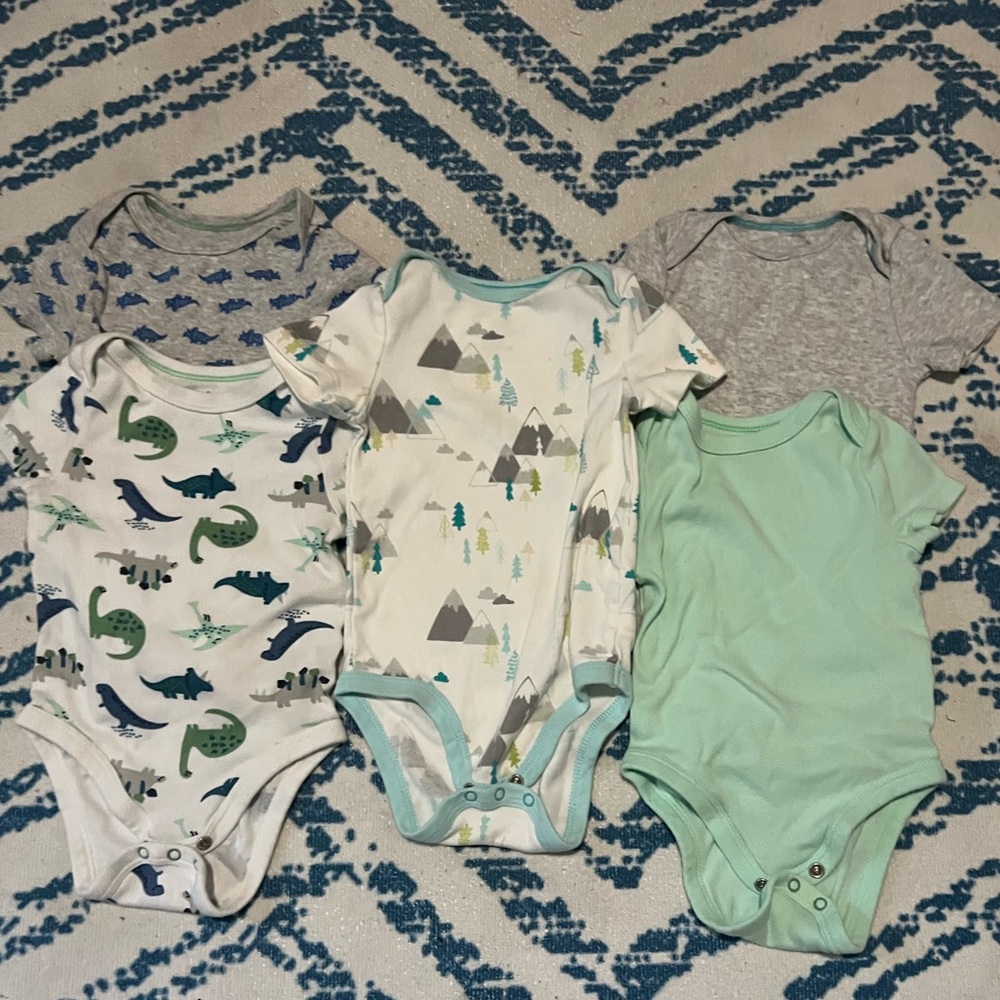 Bundle 5 Cloud Island One Piece Bodysuits - Dinosaurs and Mountains